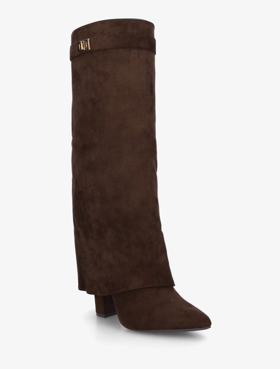 Bottes en suédine à revers - Marron - 2