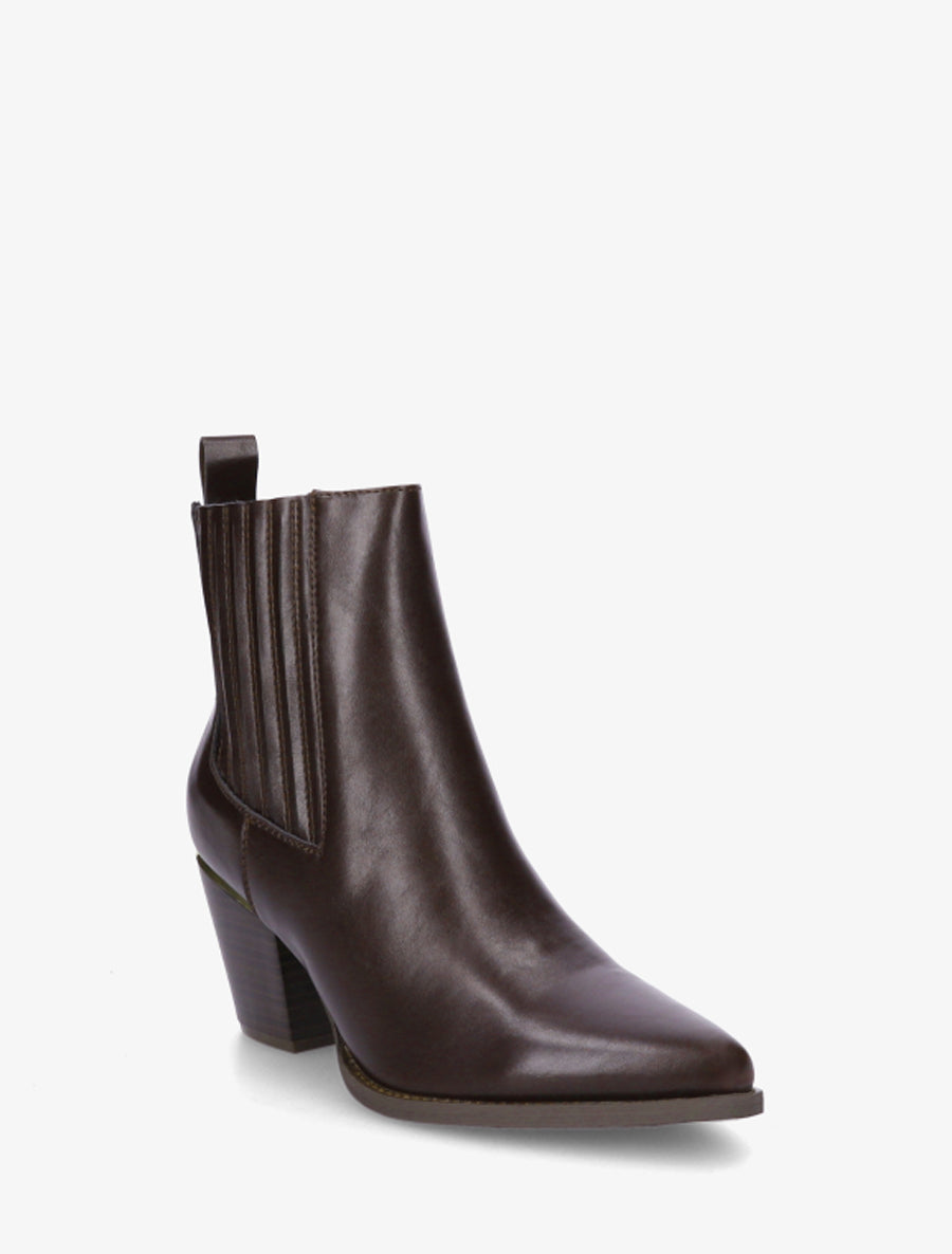 Bottines en simili style santiags - Chocolat - 2