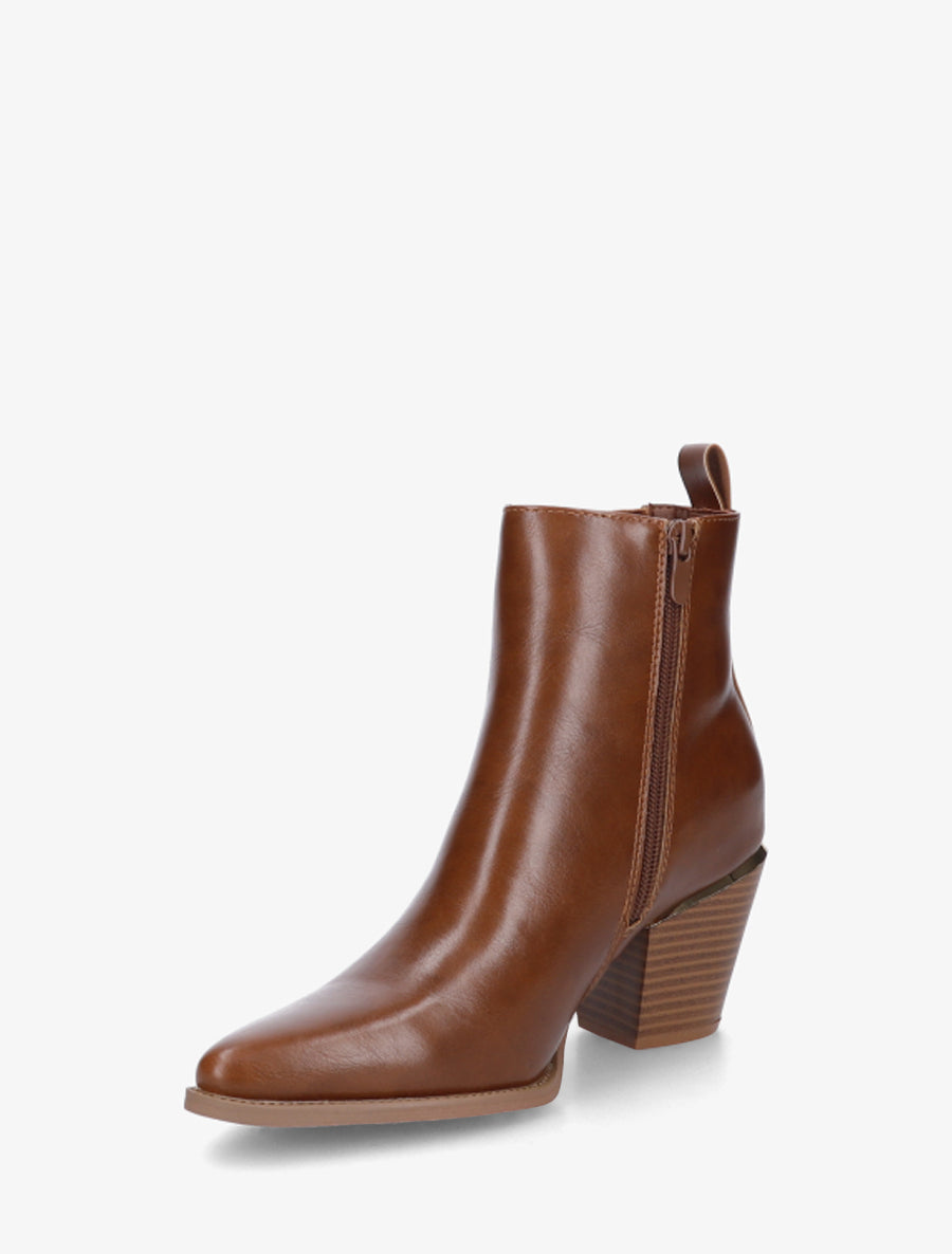 Bottines en simili style santiags - Camel - 3