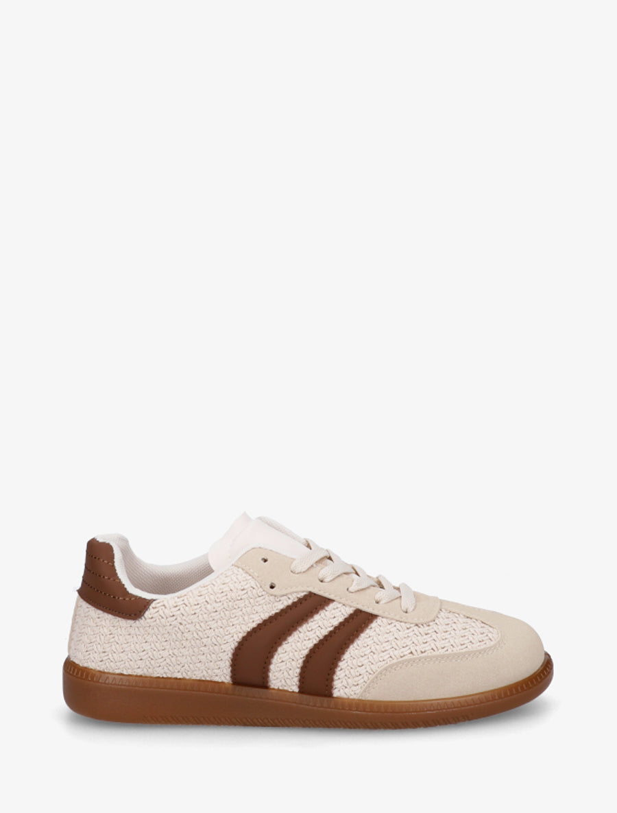 Sneakers en maille et bandes contrastantes - Beige - 1