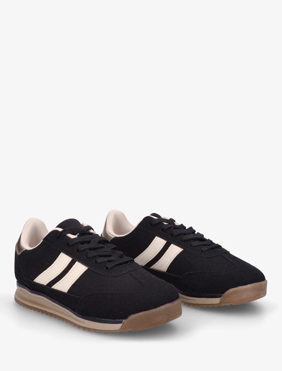 Sneakers en suédine et effet nubuck - Noir - 4