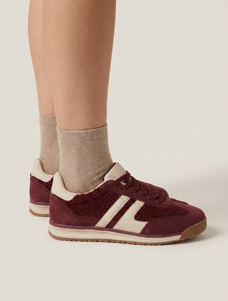 Sportschoenen van stof in bouclé-wol stijl - Bordeaux