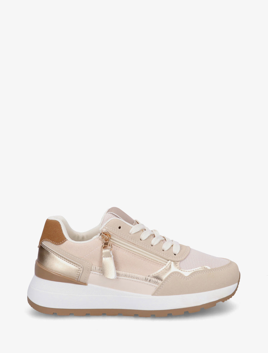 Baskets en suédine et contrefort contrastant - Beige - 1