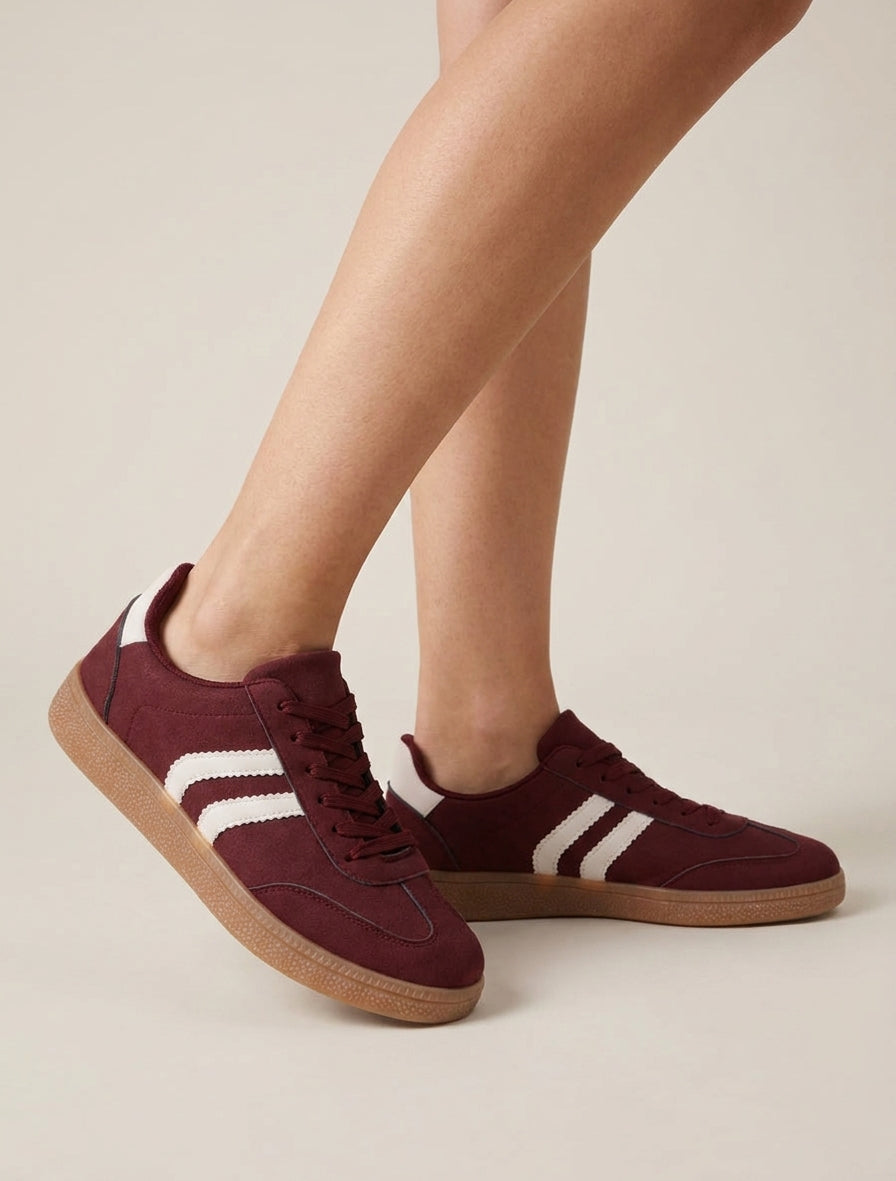 Sneakers van nubuck-effect met rubberen zool - Bordeaux