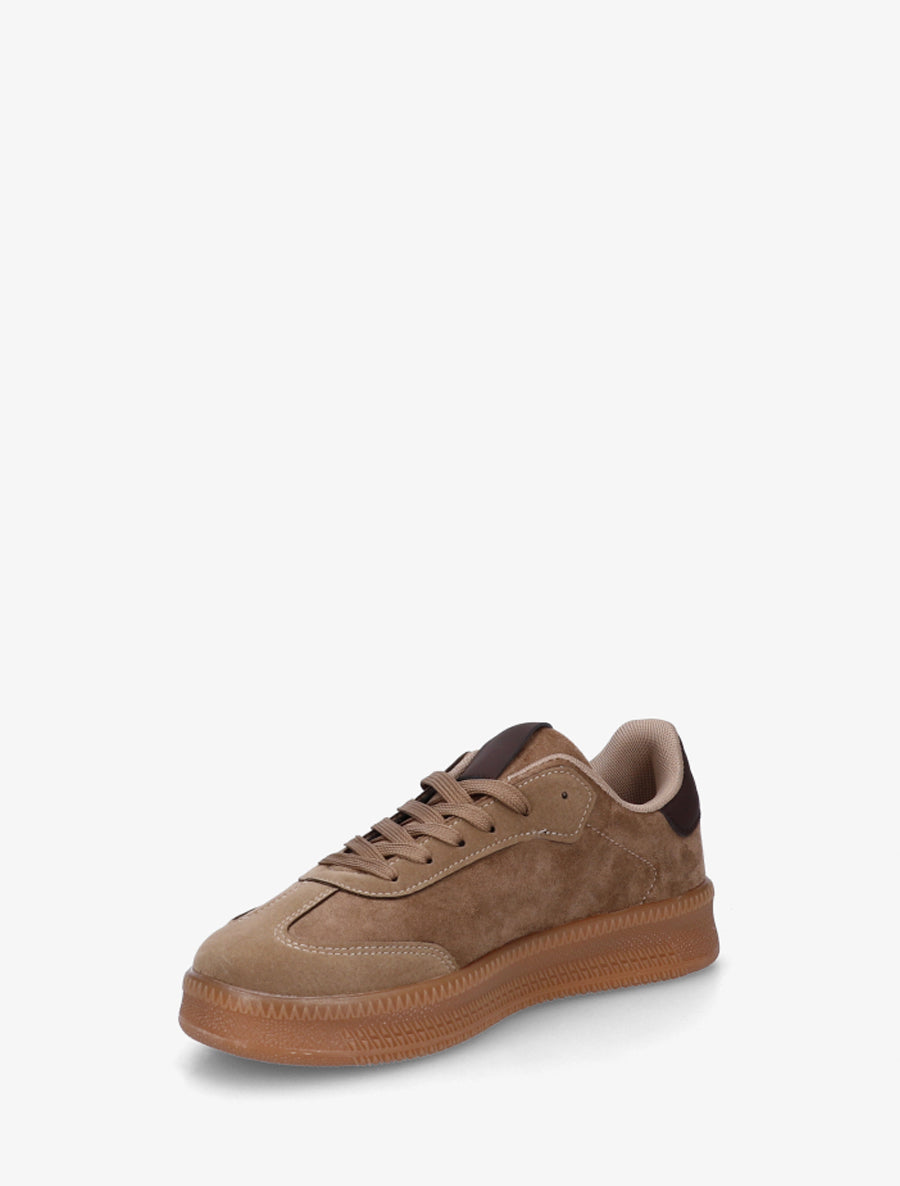Baskets effet nubuck à empiècement graphique - Taupe - 3