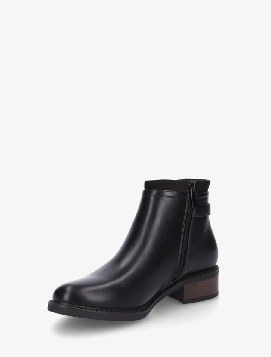 Bottines en simili à boucle et empiècement suédine - Noir - 3