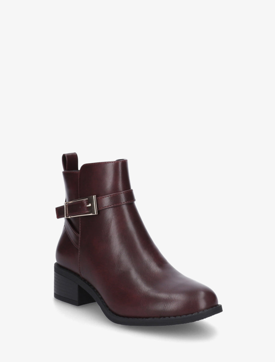 Bottines en simili à sangles - Lie de vin - 2