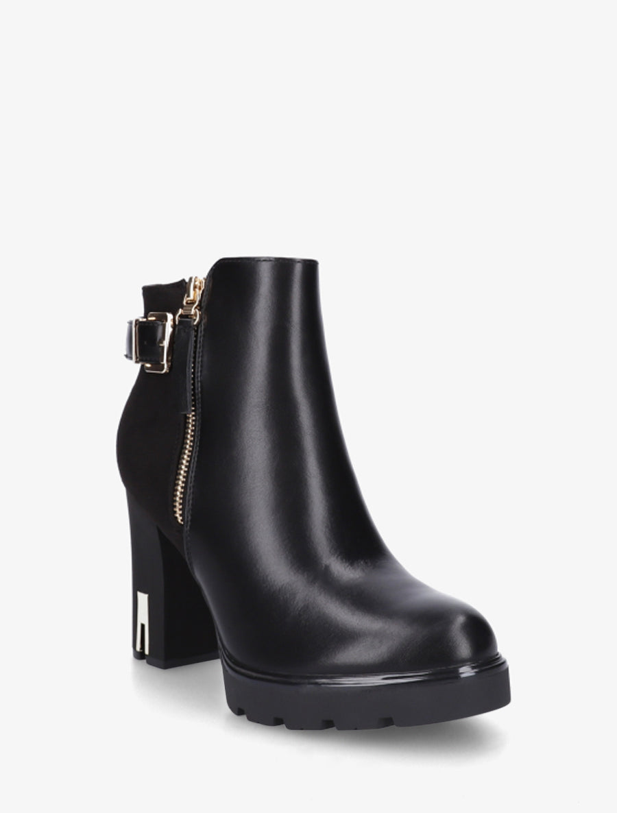 Bottines bimatière à zip décoratif - Noir - 2