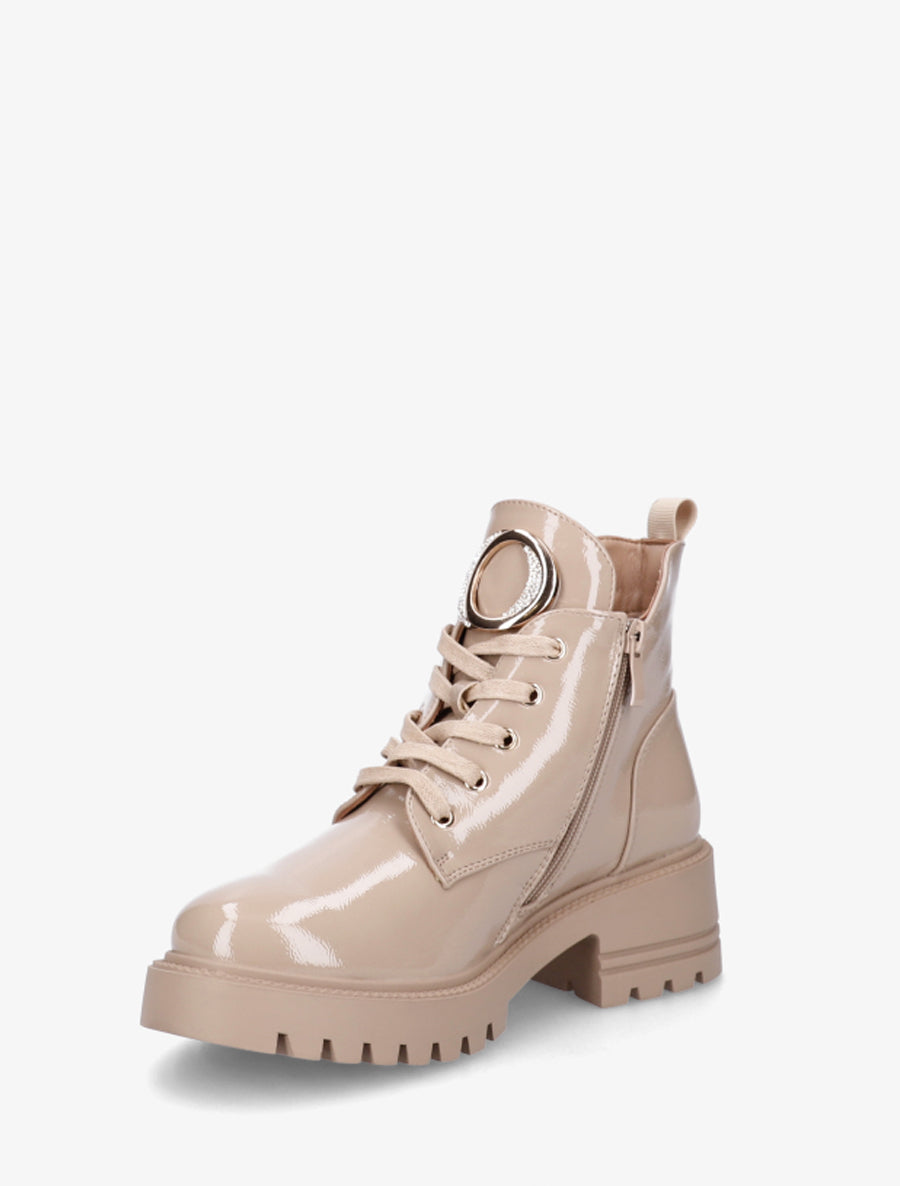 Boots vernies à bijou métal strassé - Taupe - 3