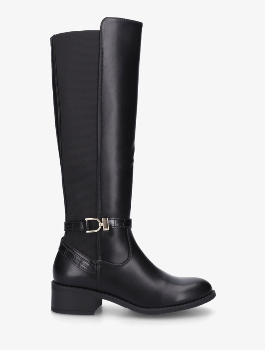 Bottes en simili style cavalière - Noir - 1