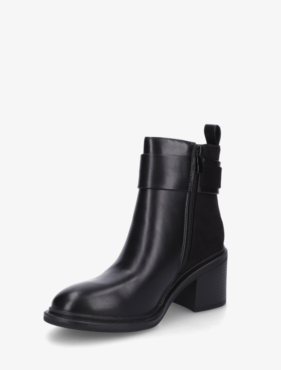Bottines bimatière à talon bloc - Noir - 3