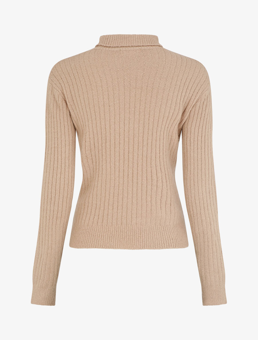 Pull en laine mélangée à col roulé - Beige - 2