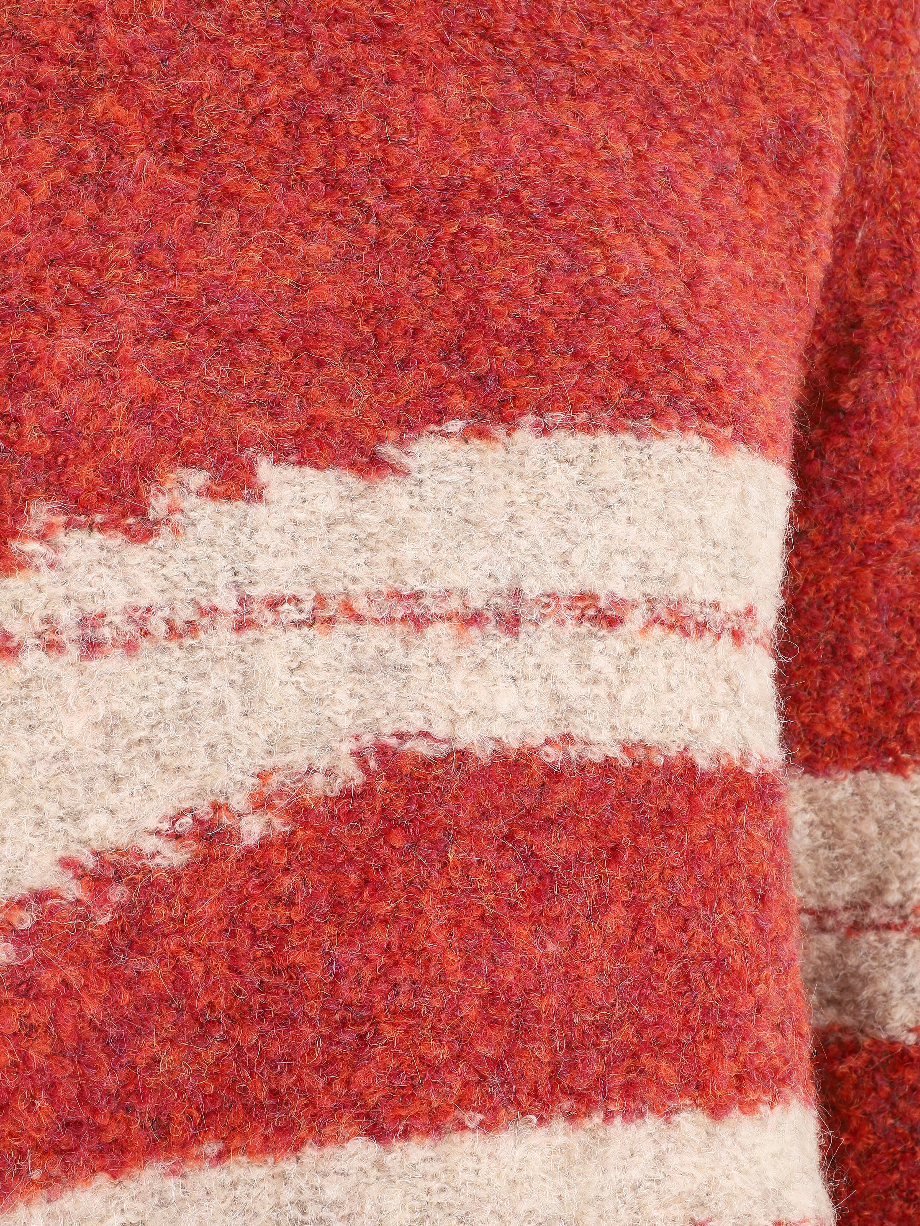Pull duveteux à motif rayures - Rouge - 4