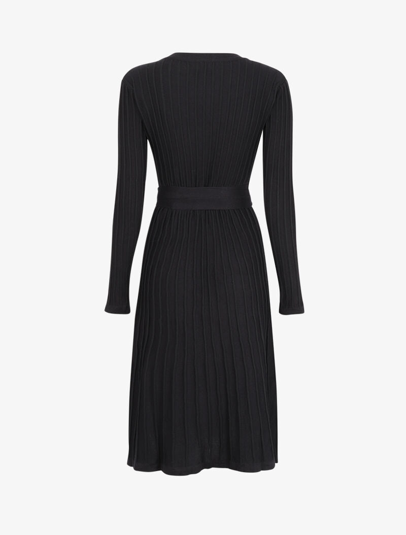 Robe pull côtelée coupe patineuse - Noir - 2
