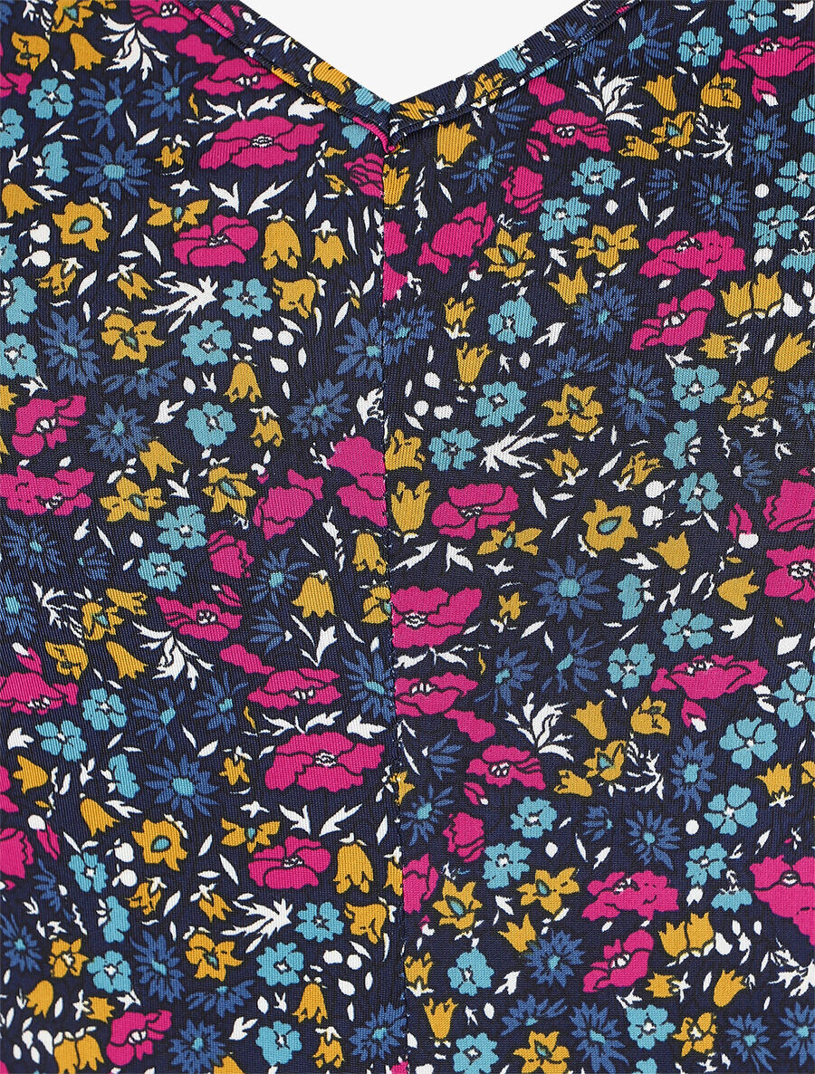Robe évasée à petites fleurs - Marine - 3