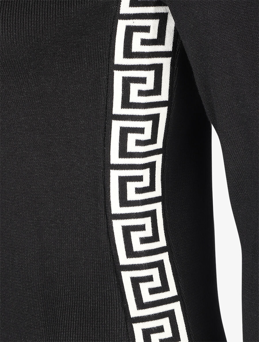 Robe pull à col montant et motifs grec - Noir - 3