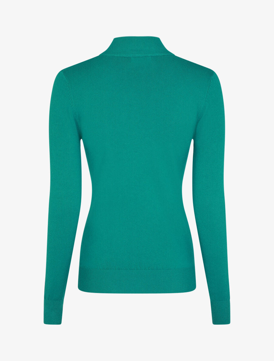 Pull fin en laine mélangée à col montant - Bleu canard - 2