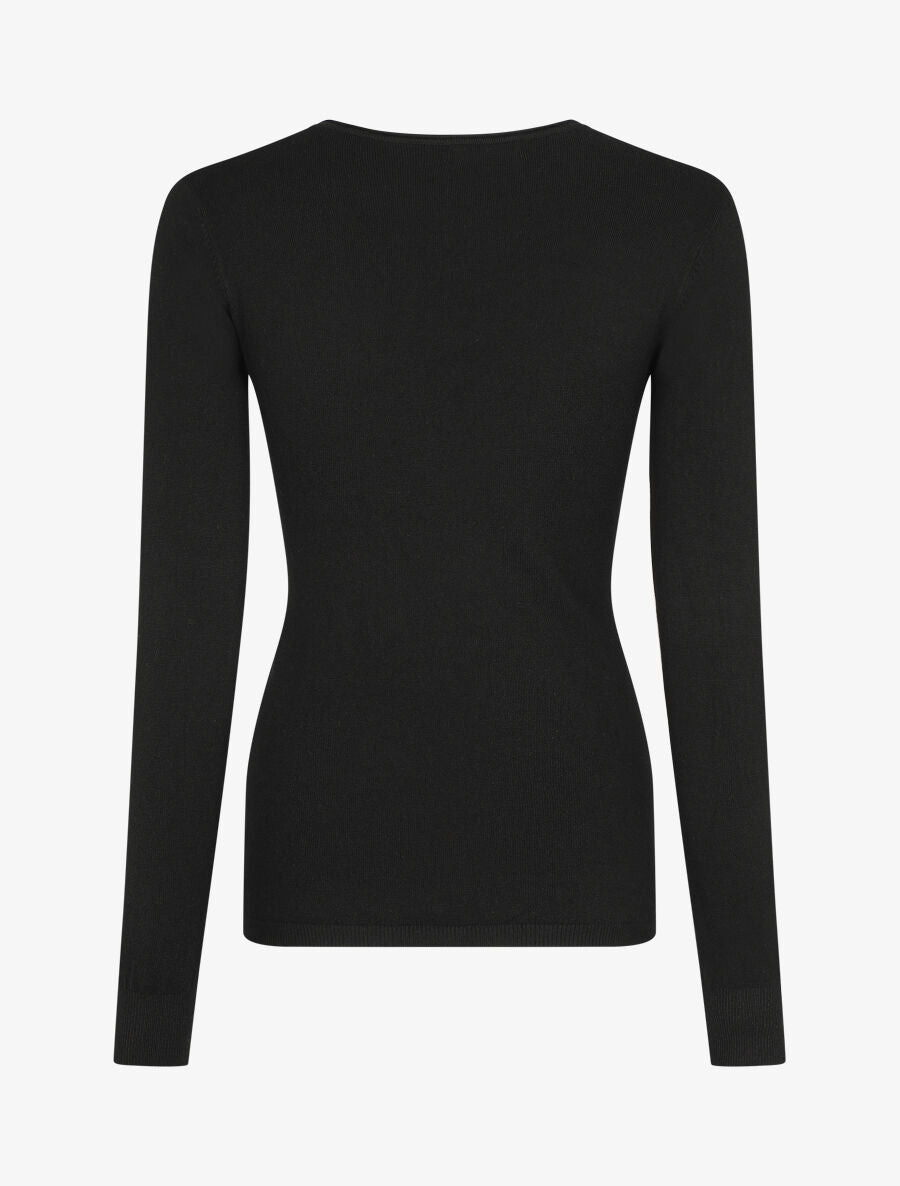 Pull fin en cachemire mélangée à col V - Noir - 2