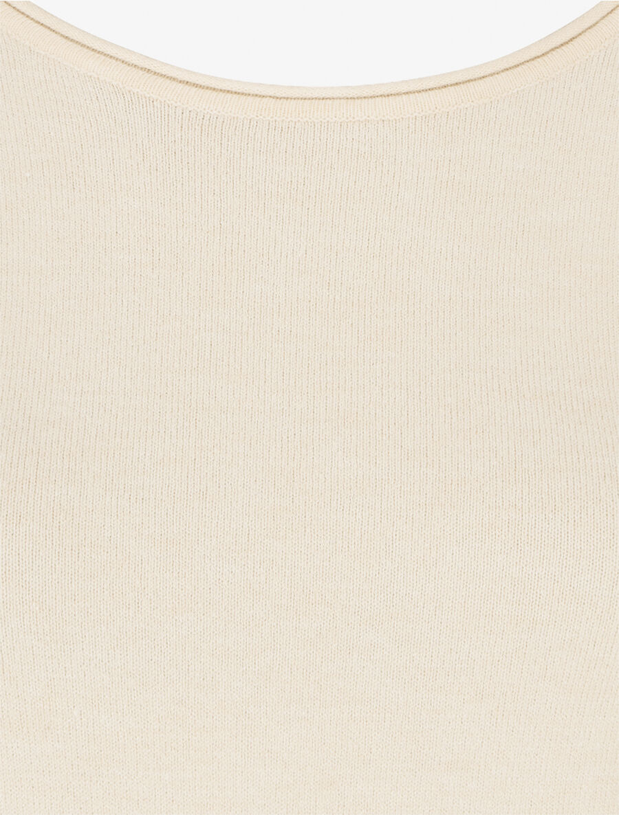 Pull fin en cachemire mélangée à col rond - Beige - 3