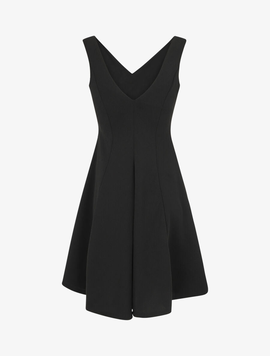 Robe patineuse unie à col V - Noir - 2