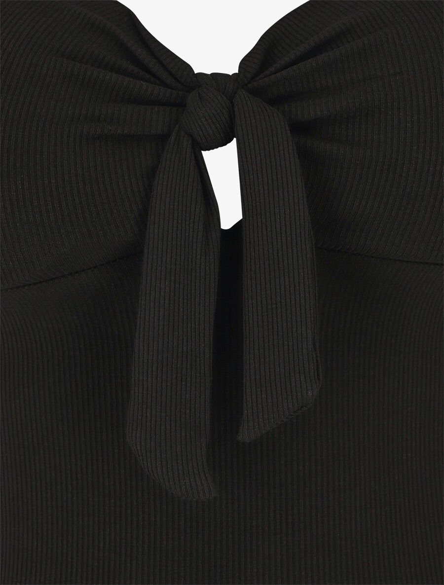 Robe bustier côtélé à col bardot - Noir - 3