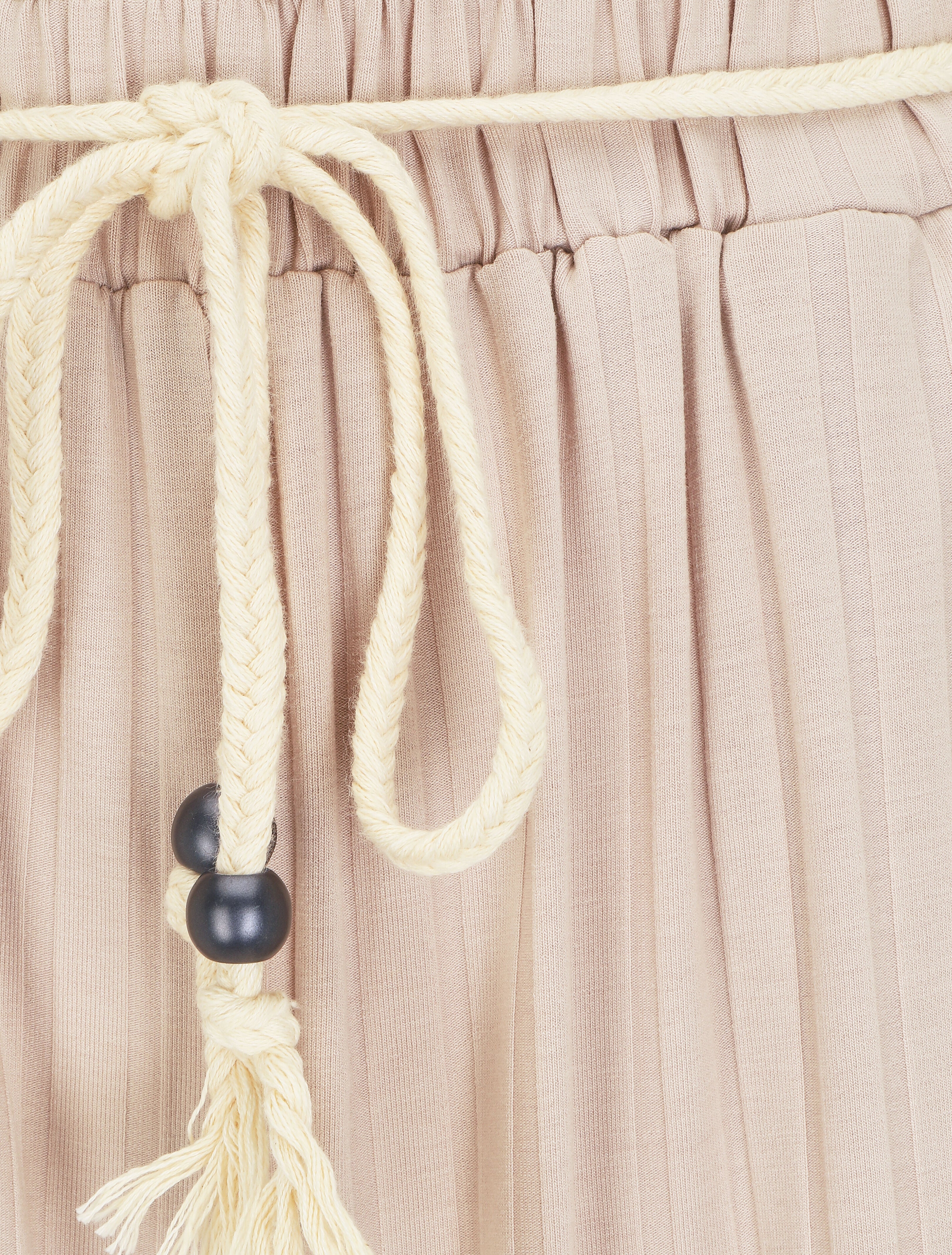 Pantalon côtelé taille haute coupe ample - Beige - 3