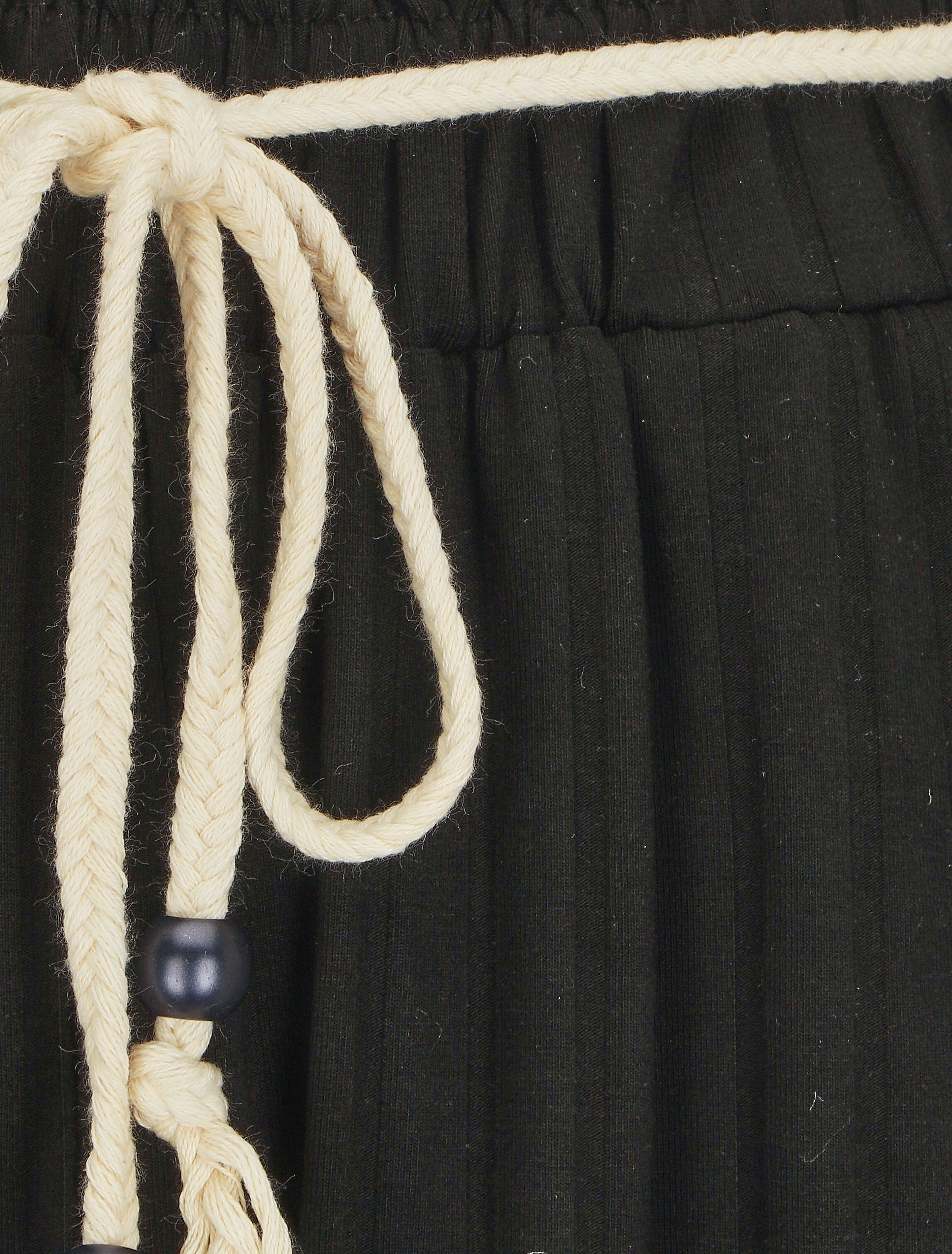 Pantalon côtelé taille haute coupe ample - Noir - 3