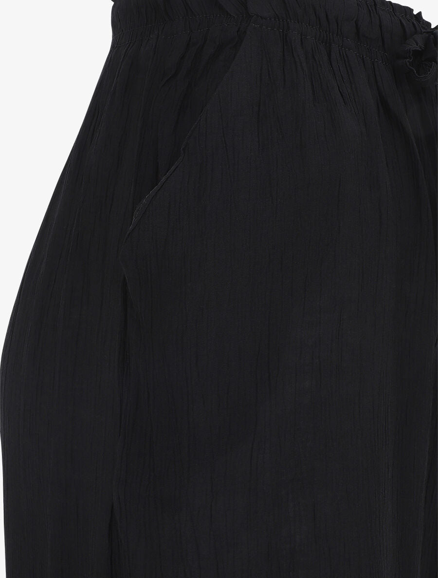 Pantalon droit et fluide uni - Noir - 3