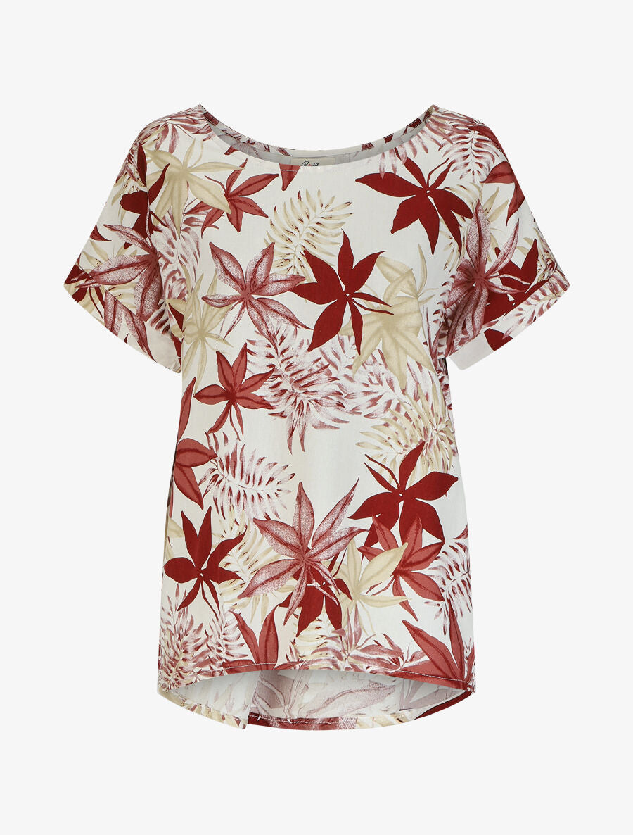 Top ample imprimé tropical - Bordeaux - 5