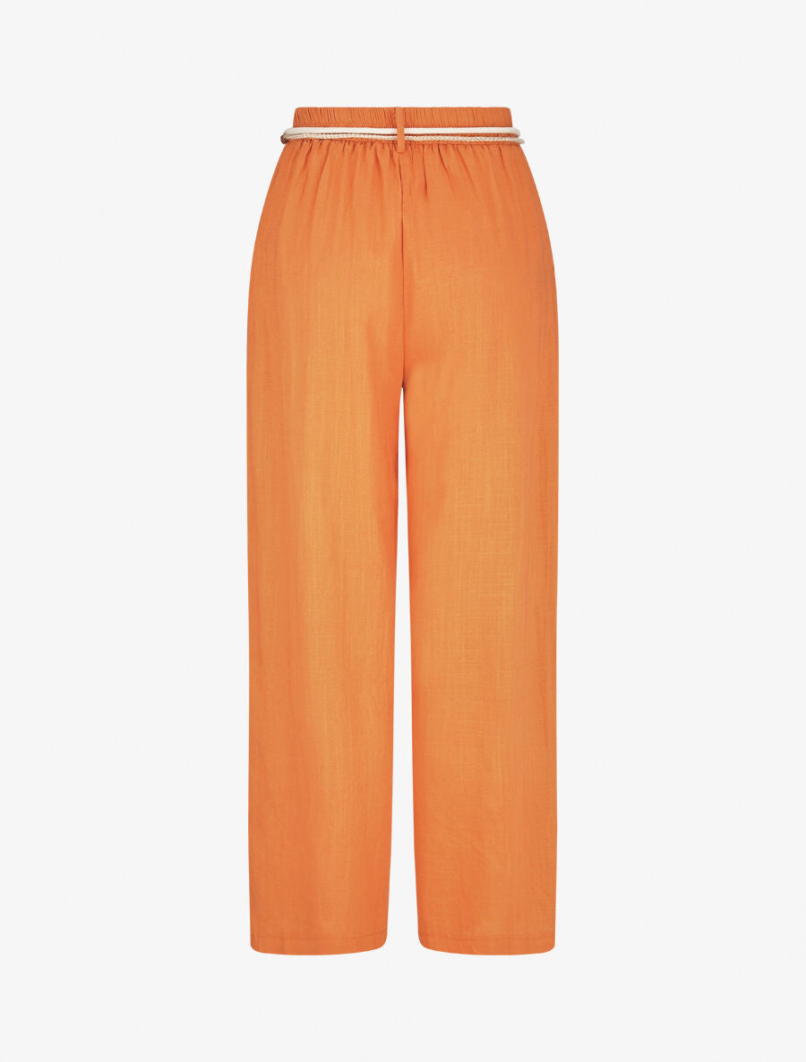 Pantalon droit taille haute élastiquée - Orange - 2