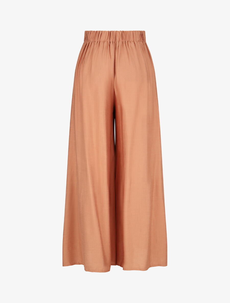 Pantalon ample taille haute élastiquée - Saumon - 2