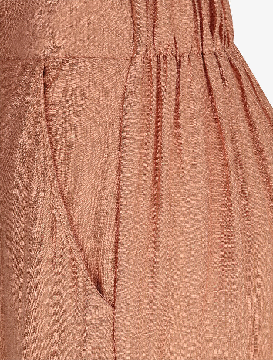 Pantalon ample taille haute élastiquée - Saumon - 3