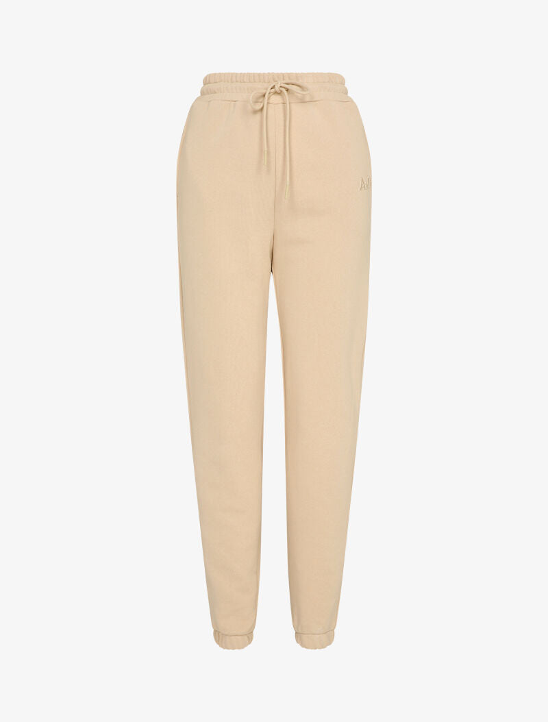 Jogging uni à broderie - Beige - 1