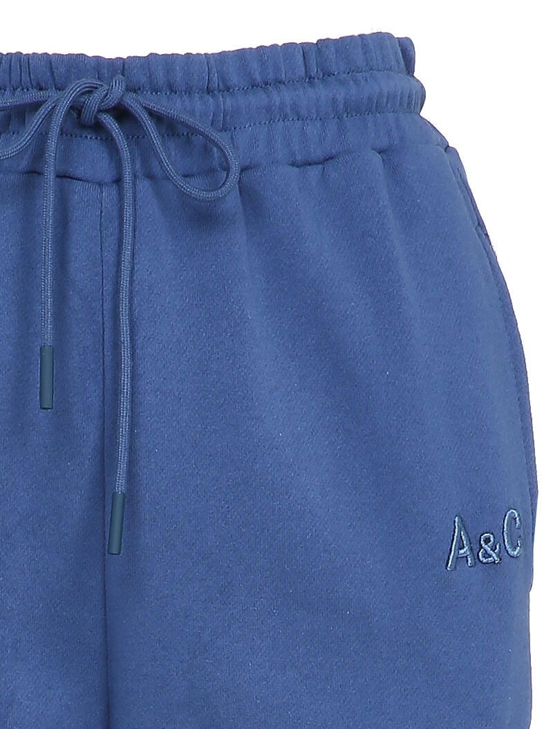 Jogging uni à broderie - Bleu - 3