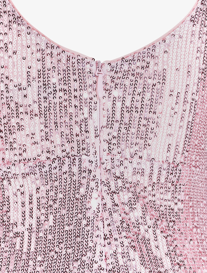 Robe longue à sequins à bords asymétriques - Champagne - 3
