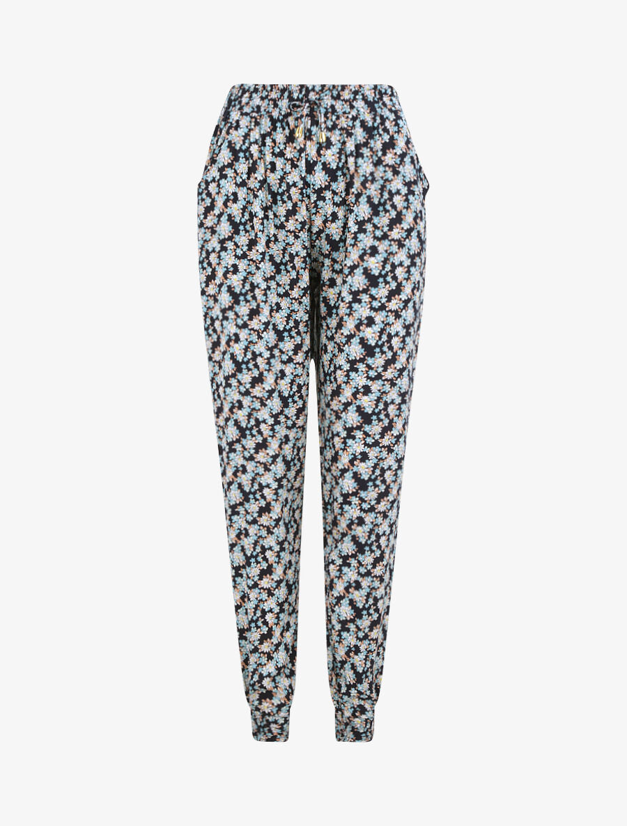 Pantalon harem imprimé floral - Marine - 5