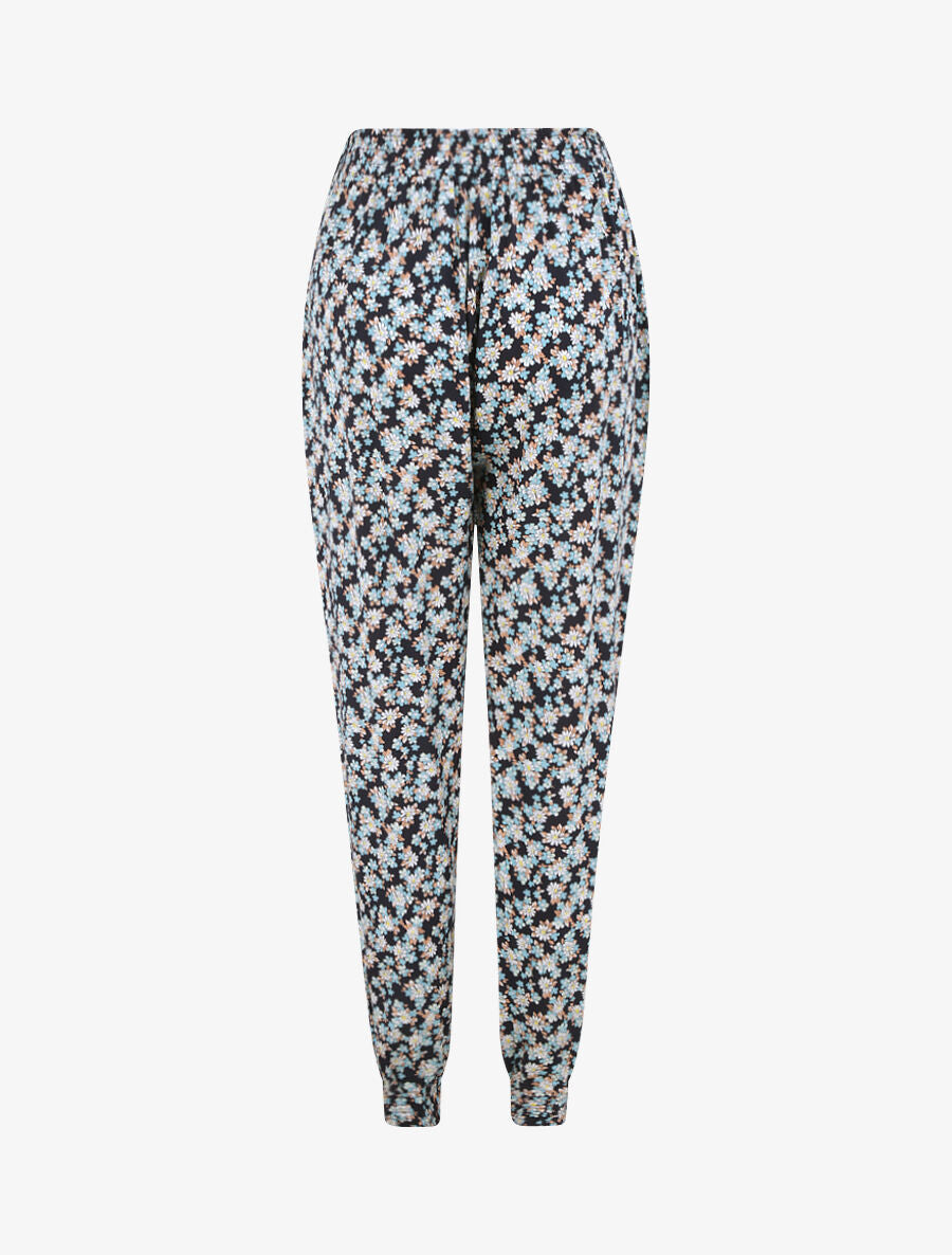 Pantalon harem imprimé floral - Marine - 2