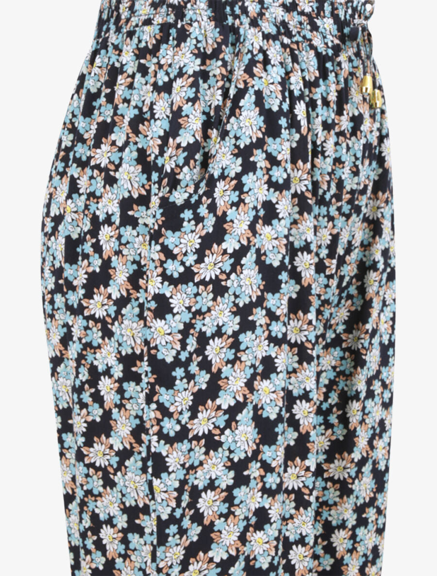 Pantalon harem imprimé floral - Marine - 3