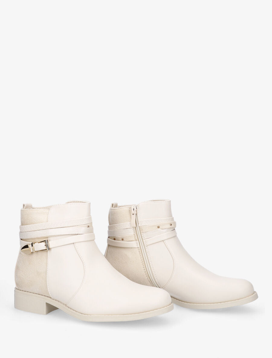Bottines plates bi-matière - Beige - 4