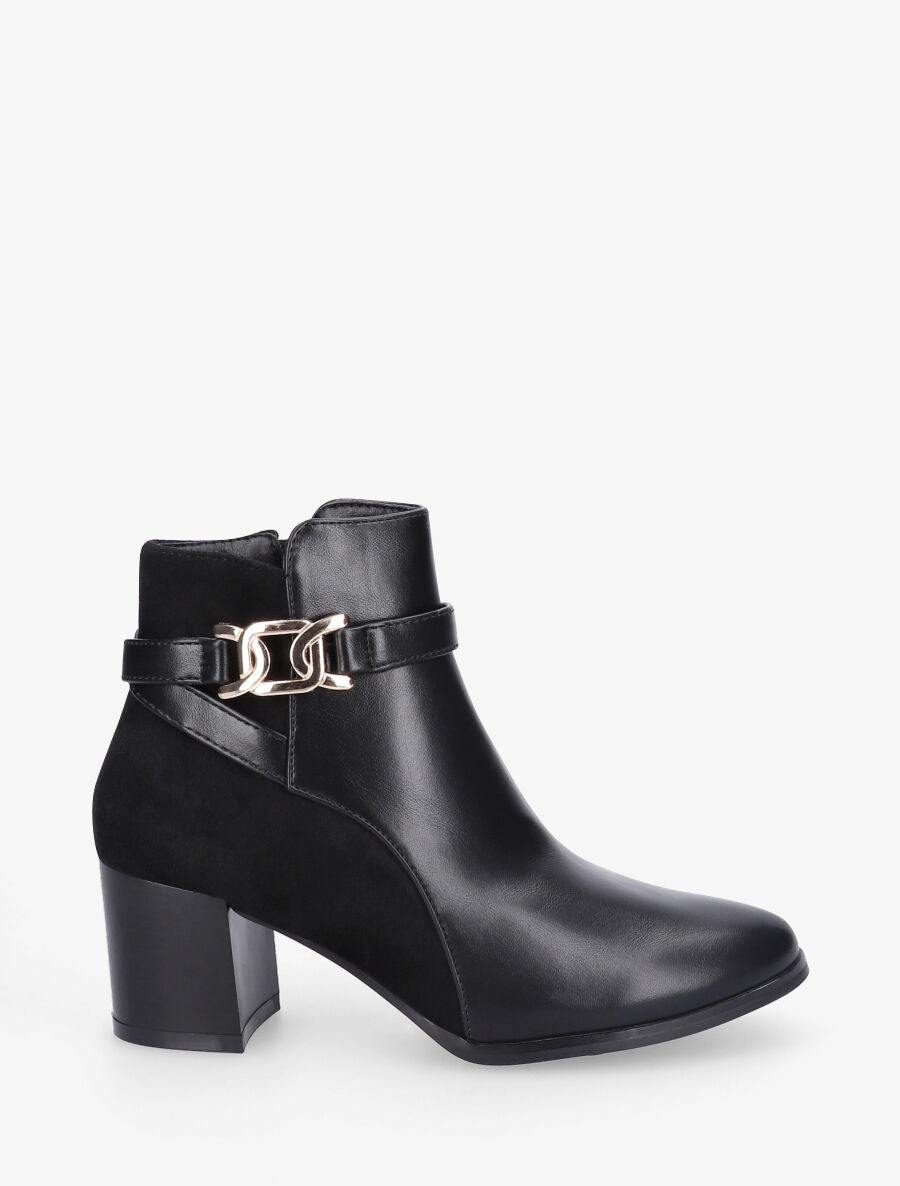 Bottines mi-hautes bi-matière - Noir - 6