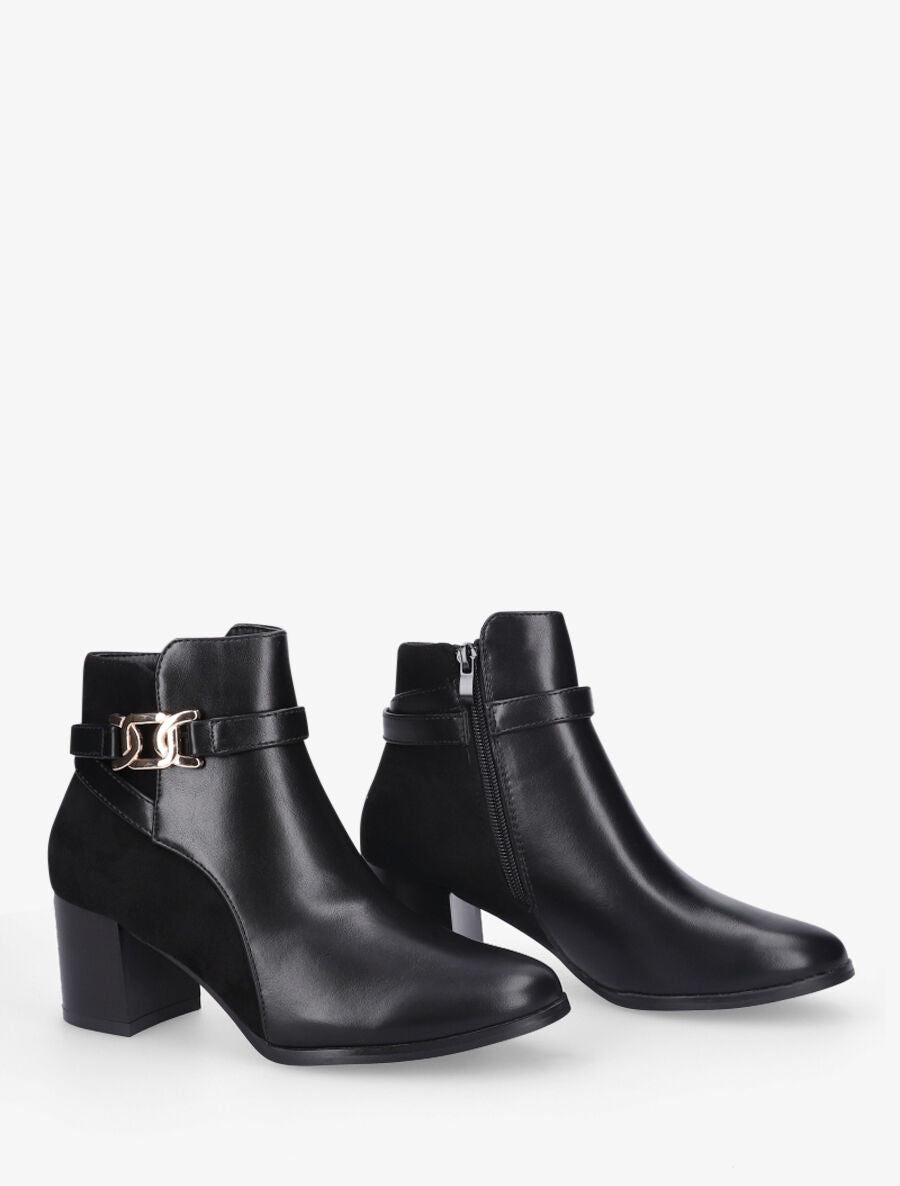 Bottines mi-hautes bi-matière - Noir - 5
