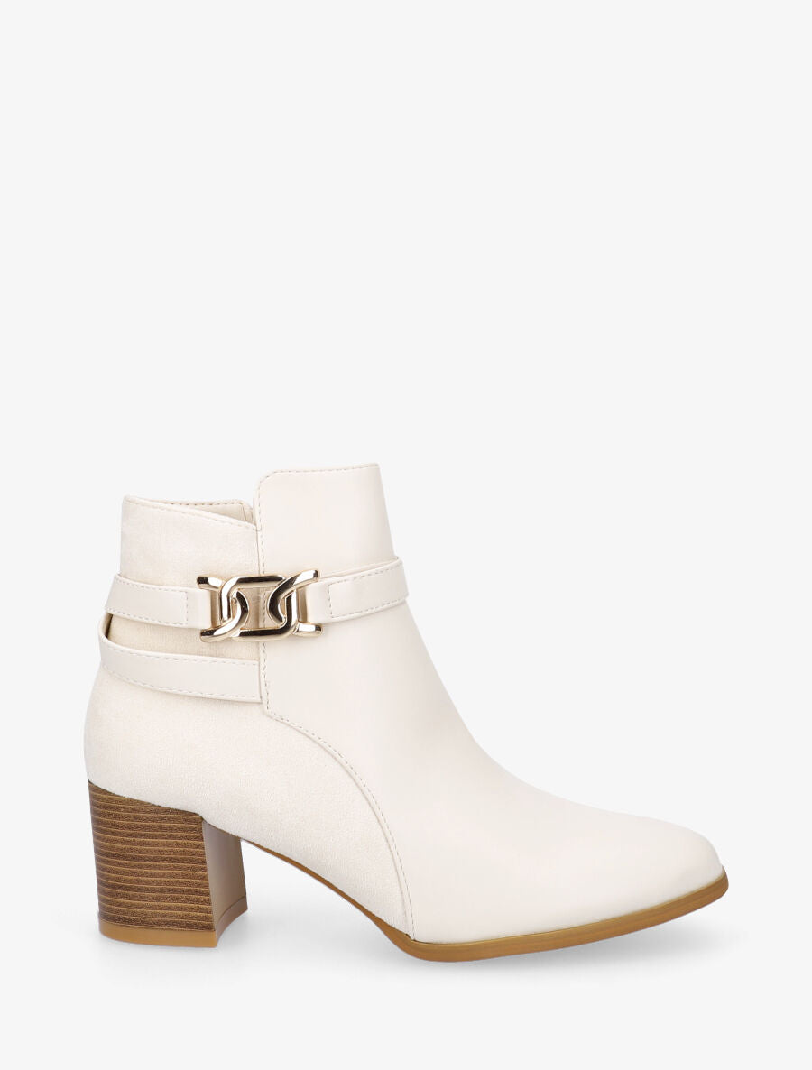 Bottines mi-hautes bi-matière - Beige - 5