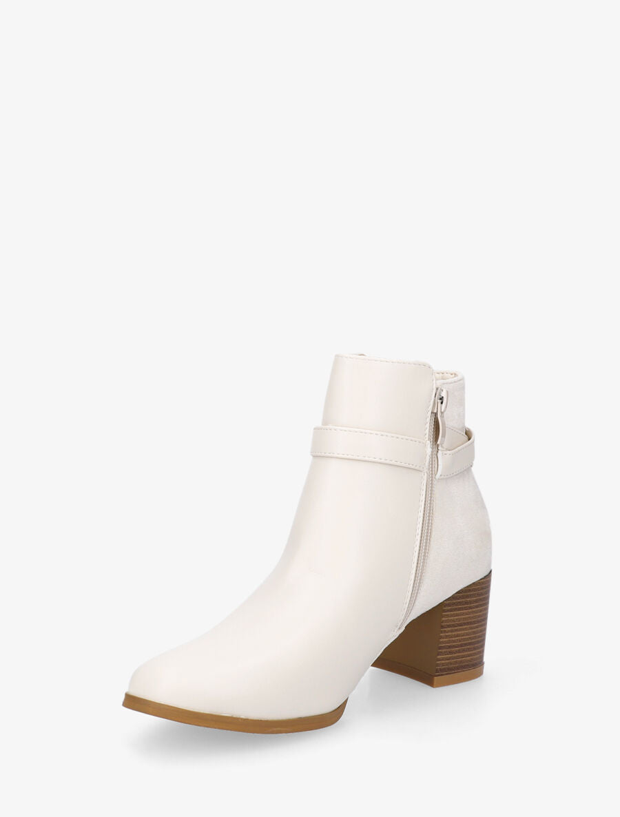 Bottines mi-hautes bi-matière - Beige - 3