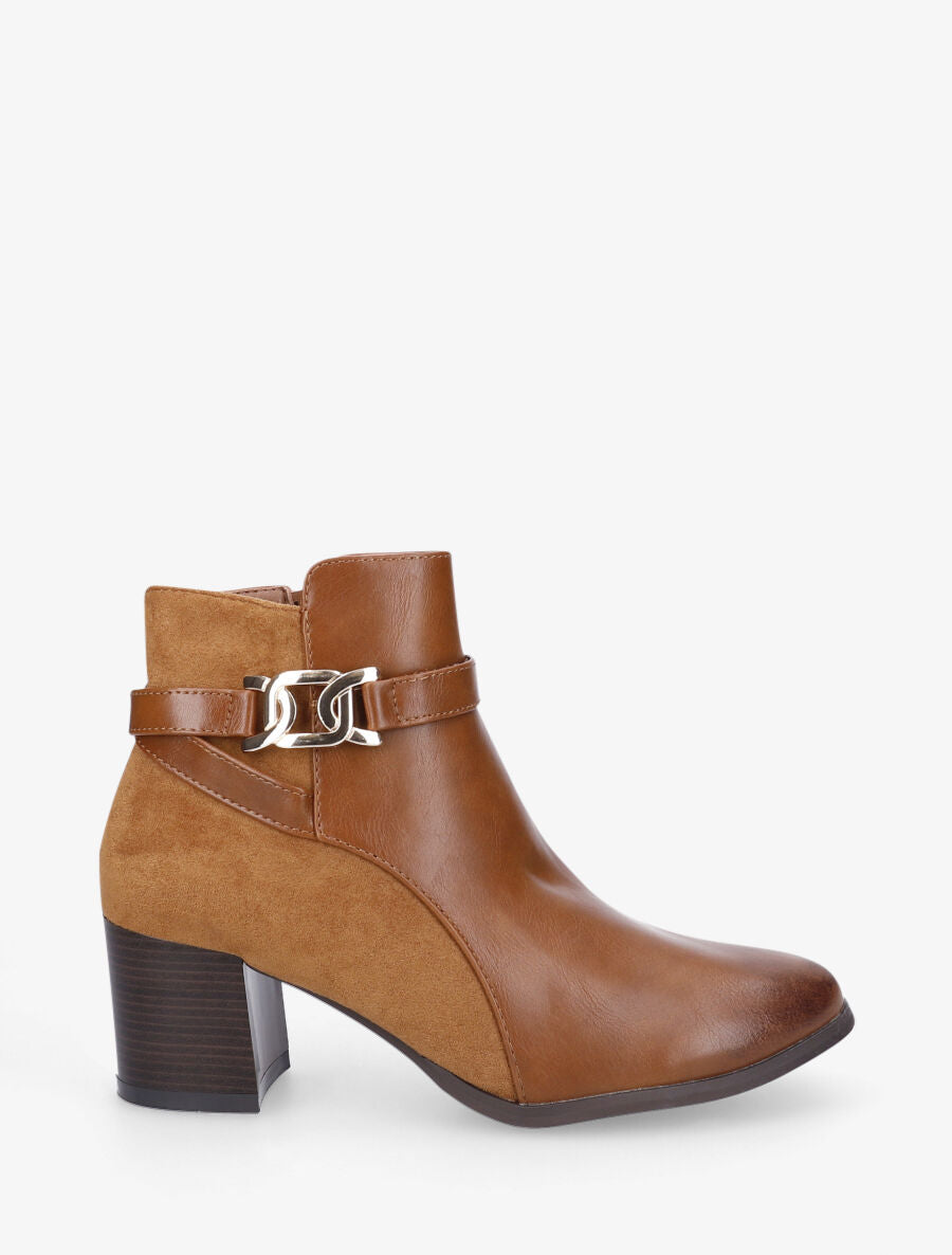 Bottines mi-hautes bi-matière - Camel - 5