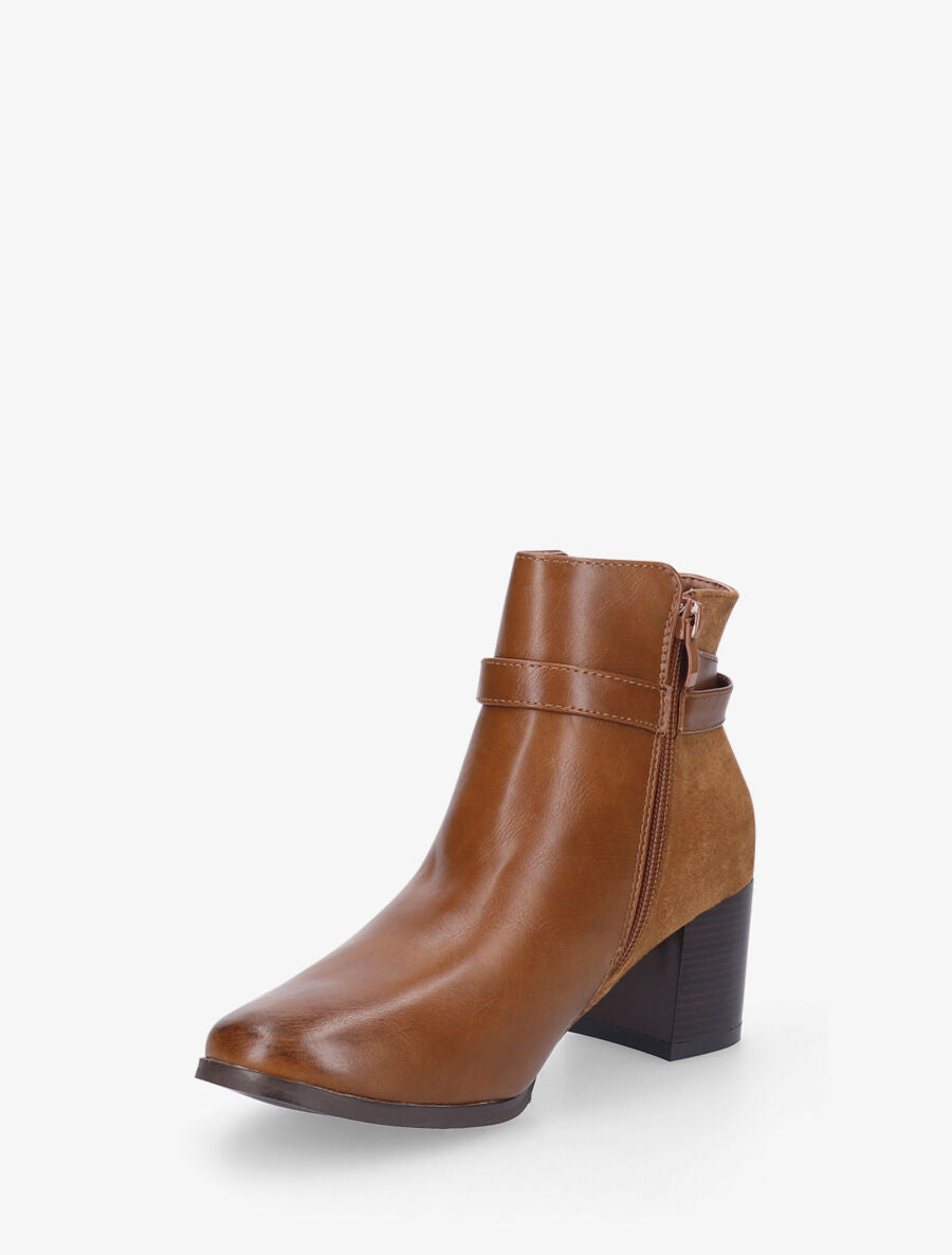 Bottines mi-hautes bi-matière - Camel - 3