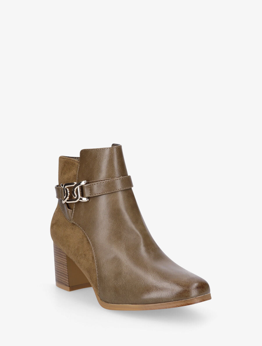 Bottines mi-hautes bi-matière - Taupe - 2