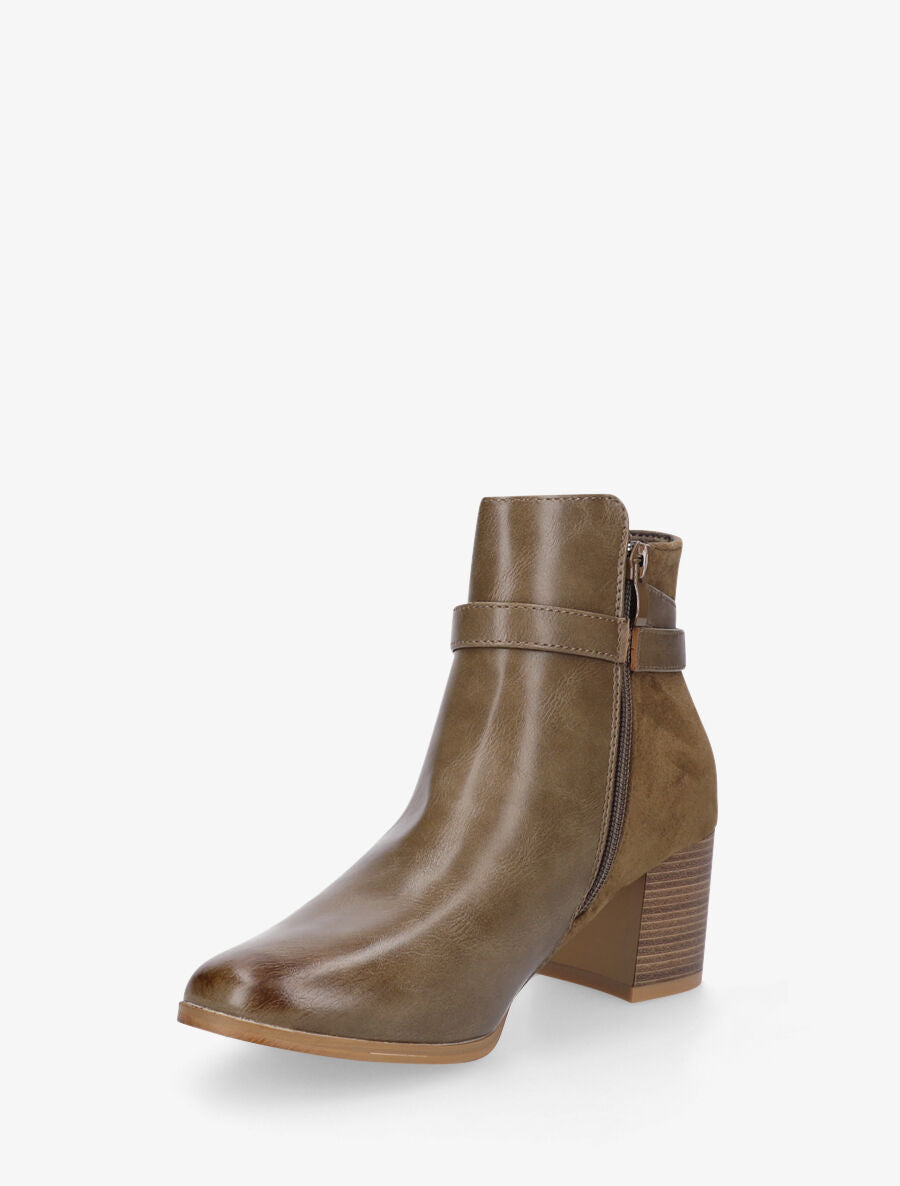 Bottines mi-hautes bi-matière - Taupe - 3