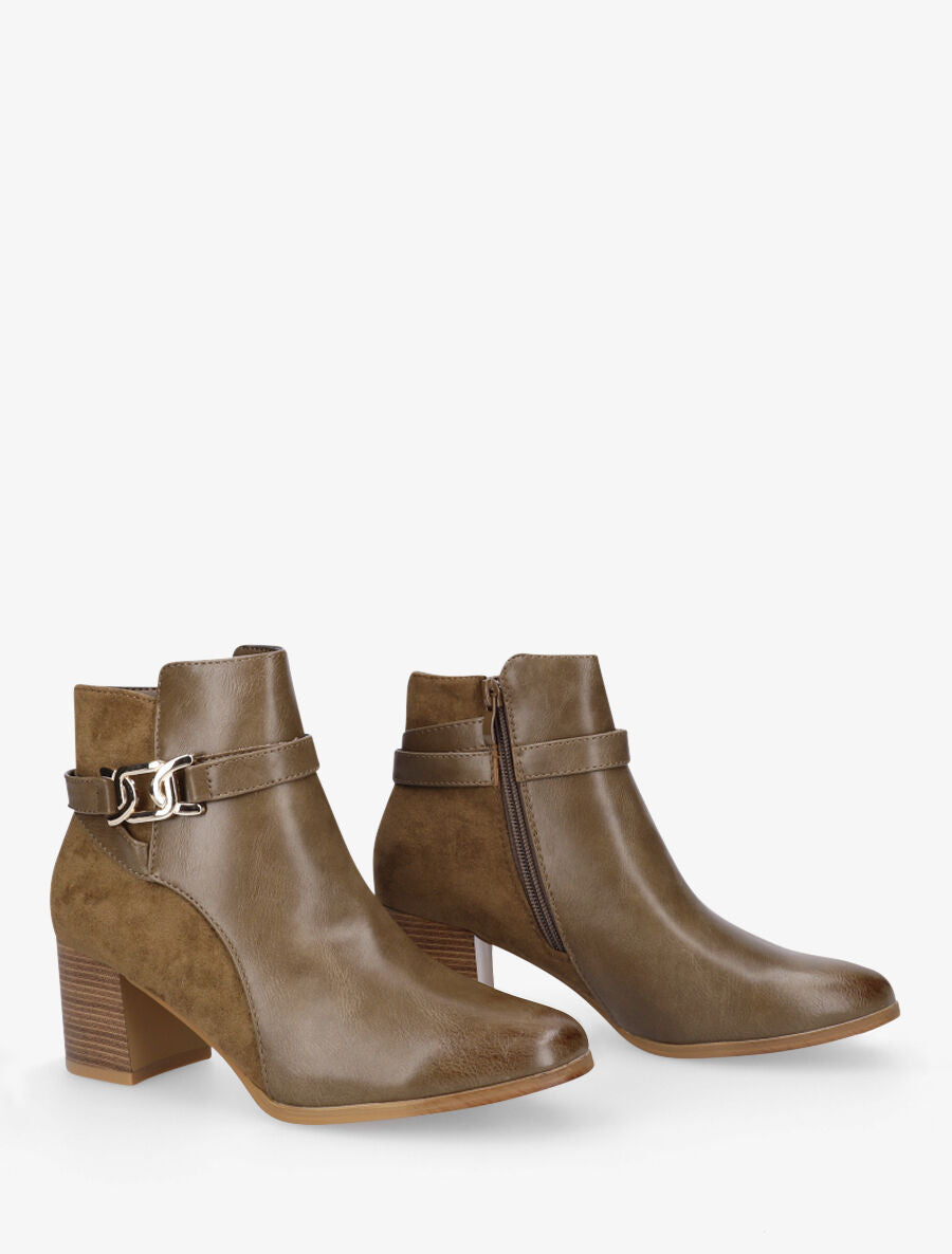 Bottines mi-hautes bi-matière - Taupe - 4