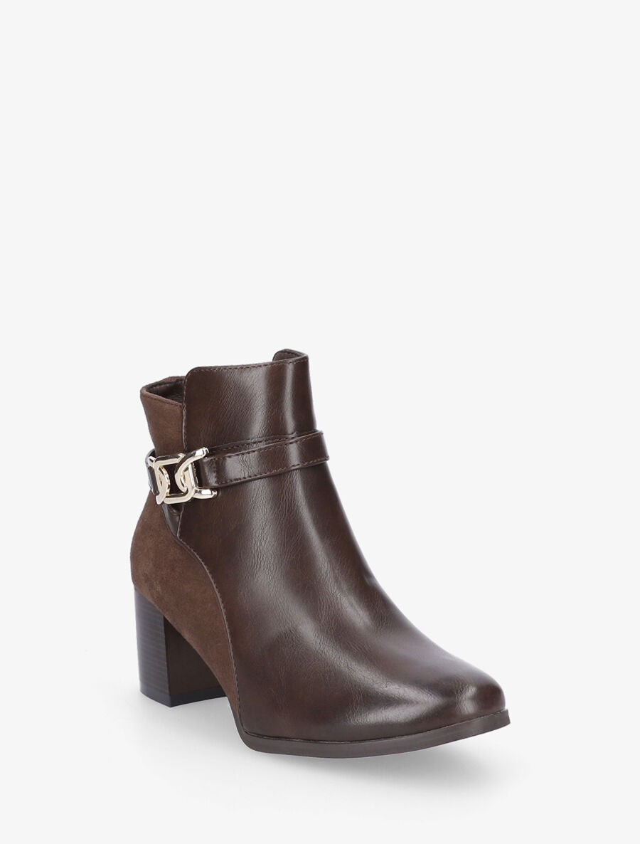 Bottines mi-hautes bi-matière - Marron - 2