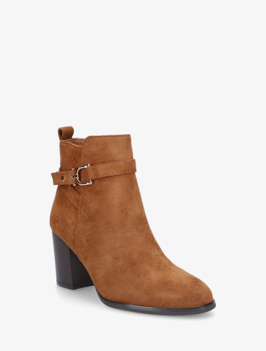Bottines en suédine et sanglées - Camel - 2